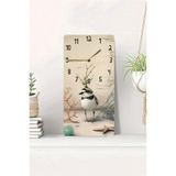 kutuTR MDF Dikdörtgen Duvar Saati 30x60 cm Deniz & Kuş Desenli UV Baskı, USD002