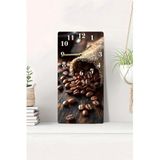 kutuTR MDF Tablo Saat 30x60 cm Kahve Çekirdekleri Temalı UV Baskı Duvar Saati, USD009