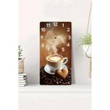 kutuTR MDF TABLO SAAT 30x60 cm Kahve ve Kalp Figürlü UV Baskı Duvar Saati, USD010