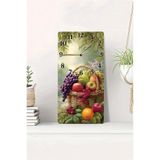 kutuTR MDF TABLO SAAT Meyve Sepeti Desenli 30x60 cm UV Baskı Duvar Saati, USD022
