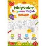 kutuTR Meyveler Boyama Kağıdı 30x250 cm Eğitici Çocuk Aktivite Rulo Boyama Posteri