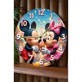 Kututr Mickey & Minnie Temalı Renkli Mdf Duvar Saati – 3D Görünümlü Sessiz Mekanizmalı 2D Hd Baskı Sdw242,Sdw242 33 X
