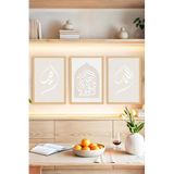 Kututr Minimal Hat Sanatlı Allah Muhammed 3’Lü Tablo | Çerçeve Görünümlü Crvs1184,Çerçevesiz Crvs1184 21 X 30