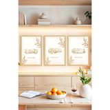 Kututr Minimalist İslami Tablo Seti Subhanallah Elhamdülillah Allahu Ekber Yazılı 3’Lü Set Crvs1234,Çerçevesiz Crvs1234 30 X 40