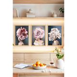 Kututr Modern Dekoratif 3'Lü Tablo Seti – Çerçeve Görünümlü 3’Lü Crvs1131,Çerçevesiz Crvs1131 30 X 40