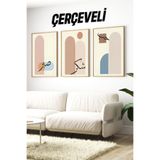 Kututr Modern Hat Sanatıyla Zarif Buluşma: Çam Ahşap Çerçeveli Tablo Seti Crv1098,Çerçeveli Crv1098 42 X 62