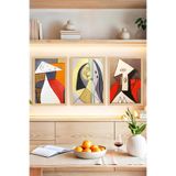 Kututr Modern Kübist Stil 3’Lü Çerçeve Görünümlü Tablo Seti Crvs1126,Çerçevesiz Crvs1126 30 X 40
