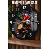 kutuTR Mutfak dekorasyonunuza şıklık Veişlevsellik katın! 3D Görünümlü Temperli Cam Saat – 33 cm CSDW148