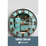 kutuTR Mutfak Dekorunuza Renk Katacak Şık Tasarım 3D Görünümlü Temperli Cam Saat – 33 cm CSDW361
