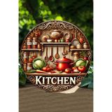 Kututr Mutfak Temalı Yuvarlak Uv Baskılı 3D Gürünümlü Mdf Duvar Süsü – Dt068,Dt068 20 X