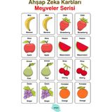 KutuTR Notpa 16 Parça Meyvalarzeka Kartları Eşleştirme Oyunu Hafıza Kartı Ahşap Eğitici Puzzle Oyuncak