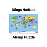 kutuTR Notpa Ahşap Renkli Dünya Haritası Puzzle 5 Yaş Ve Yetişkinler Için Yapboz 30x44 cm