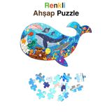 kutuTR Notpa Ahşap Renkli Hayvanlar Serisi Balina Puzzle 5 Yaş Ve Yetişkinler Için Yapboz 30x47cm balinapuzzle