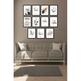Kututr Notpa Dekorize Mdf Tablo Seti 11 Parça 3 Mm - İslami Salon Oturma Mutfak Odası İçin Duvar Dekoru