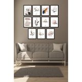 Kututr Notpa Dekorize Mdf Tablo Seti 11 Parça 3 Mm İslami Salon Oturma Mutfak Odası İçin Duvar Dekoru,Renkli 30 X 40