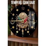 kutuTR Osmanlı Arması Temperli Cam Duvar Saati – 33x33 cm UV Baskı CSDW460