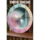 kutuTR Pastel Renkli Kelebek Desenli 3D Görünümlü Temperli Cam Saat – 33 cm CSDW165