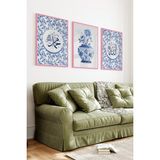 KutuTR Pembe Ahşap Çerçeveli 2duv Baskı 3’lü Mdf Tablo–allah ve Muhammed Yazılı-Pembe CRV1186 - 23 x 32