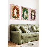 KutuTR Pembe Renk Ahşap Çerçeveli 2duv Baskı 3’lü Mdf Tablo–şükür Sabır Tevekkül-Pembe CRV1231 - 23 x 32