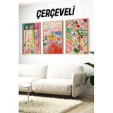 Kututr Renk Cümbüşü Soyut Manzara Temalı 3’Lü Çerçeveli Tablo Seti Crv1170,Çerçeveli Crv1170 32 X 42