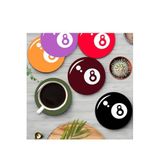 kutuTR 🎱 Renkli 8 Top Desenli 6'lı MDF Bardak Altlığı Seti – Eğlenceli ve Dekoratif Tasarım! BRD-018