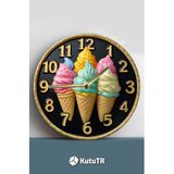 Kututr Renkli Dondurma Külahlı Mdf Duvar Saati – 3D Görünümlü Sessiz Mekanizmalı 2D Hd Baskı Sdw241,Sdw241 33 X