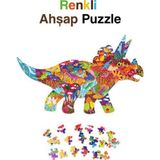 Kututr Renkli Hayvanlar Ahşap Kutulu Vip Puzzle Dinazor Serisi 3 202 Parça +5 Yaş Ve Yetişkinler