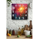 kutuTR Renkli Işıklar Temalı Temperli Cam Kare Saat 33x33 cm Ebadında UV Baskı - KCS030
