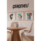 Kututr Renkli Kahve Temalı 3’Lü Tablo Seti | Suluboya Stil Uv Baskı – Mdf Ahşap Çerçeve Kr4048,Çerçeveli Kr4048 42 X