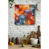 kutuTR Renkli Küpler Desenli Temperli Cam Kare Saat 33x33 cm Ebadında UV Baskı - KCS074