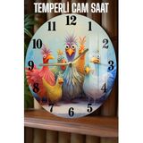 kutuTR Renkli Kuş Temalı 3D Görünümlü Temperli Cam Saat – 33 cm CSDW204