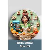 kutuTR Renkli ve Neşeli Mutfaklara Özel 3D Görünümlü Temperli Cam Saat – 33 cm CSDW348