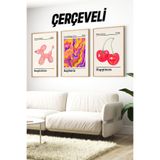 Kututr Retro Pop Art Tarzı Renkli 3’Lü Ahşap Çerçeveli Tablo Seti Crv1165,Çerçeveli Crv1165 42 X 62