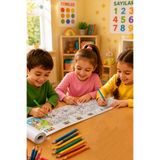 kutuTR Rulo Sayılarla Boyama Kağıdı 30x210 Cm, 10 Farklı Model, Eğitici Boyama Rulosu