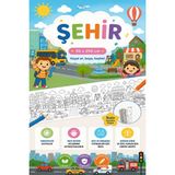 kutuTR Şehir Dev Aktivite Boyama Rulosu 30x250 cm Eğitici Çocuk Boyama Kağıdı