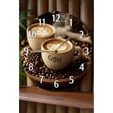 Kututr Sessiz Yuvarlak Ahşap Duvar Saati Kuvars Coffe Desen 2D Sdw2015,Sdw2015 33 X