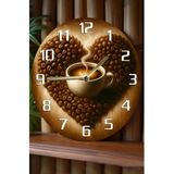 Kututr Sessiz Yuvarlak Ahşap Duvar Saati Kuvars Coffe Desen 2D Sdw2021,Sdw2021 33 X