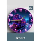 kutuTR Sessiz Yuvarlak Ahşap Duvar Saati, Kuvars Hareketli 2d Sdw026