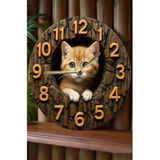 kutuTR Sessiz Yuvarlak Ahşap Duvar Saati, Kuvars Hareketli 3d Görünümlü 2d Saat SDW Serisi 33 cm, sdw5