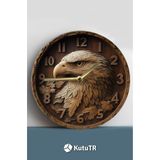 Kututr Sessiz Yuvarlak Ahşap Duvar Saati Kuvars Hareketli 3D Görünümlü 2D Saat Sdw,Sdw171 33 X