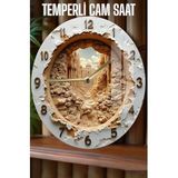 Kututr Şık Ve Dayanıklı Taş Duvar Tasarım 3D Görünümlü Temperli Cam Saat – 33 Cm Csdw077,Cam Sdw077 X