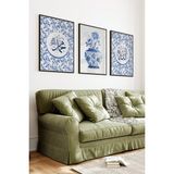 KutuTR Siyah Çerçeveli 2d Uv Baskı 3’lü Mdf Tablo Set – Allah Muhammed Yazılı ve Çini Desenli-Siyah CRV1186 - 32 x 42