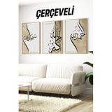Kututr Subhanallah – Elhamdulillah Allahu Ekber Yazılı 3’Lü İslami Çerçeveli Tablo Seti Crv1192,Çerçeveli Crv1192 42 X 60