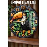 kutuTR Tropikal Şıklıkla Zamanı Yakalayın! 3D Görünümlü Temperli Cam Saat – 33 cm CSDW012