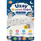 KutuTR Uzay Boyama Kağıdı 30X250 cm Eğitici Çocuk Aktivite Rulo Boyama Posteri