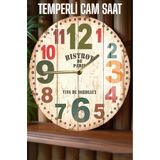 Kututr Vintage Paris Bistro Temalı Temperli Cam Duvar Saati – 33 Cm Csdw448,Csdw448 X