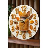 Kututr Zamanın Baharatı – Kavanoz Temalı Sessiz Yuvarlak Ahşap Duvar Saati Kuvars Coffe Desen 2D Sdw209,Sdw209 33 X