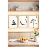 Kututr Zen Temalı Çerçeve Görünümlü 3’Lü Tablo Seti Crvs1106,Çerçevesiz Crvs1106 30 X 40