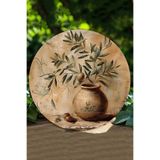 Kututr Zeytin Dalı Ve Seramik Vazo Temalı Uv Baskı 3D Görünümlü Mdf Duvar Süsü – 33X33 Cm & 20X20 Dt211,Ahşap Dt211 20 X