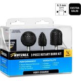 Kutzall 14XKIT01 Ekstra Kalın Diş Ahşap Törpü Seti 3 Parça (Sap: 6.3mm)